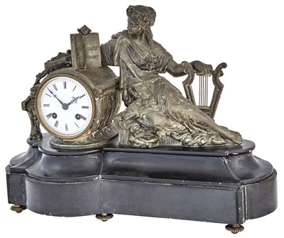 Lot 173 - Continental Gilt-Metal and Black Slate Figural...