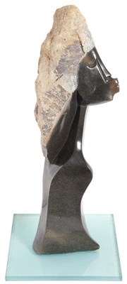 Lot 123 - Carved Marble Figural Bust On a glass base,...
