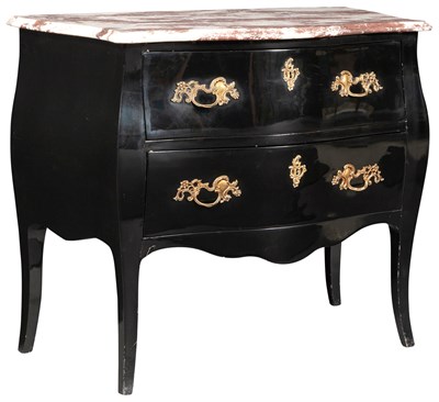 Lot 244 - Louis XV Style Black-Painted Marble Top Bombe...