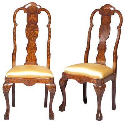 Lot 258 - Pair of Dutch Mahogany and Marquetry Side...