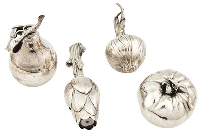 Lot 287 - Four Italian Silver Vegetable-Form Novelty...