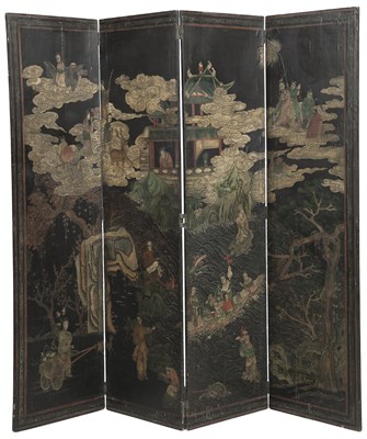 Lot 378 - English Faux Coromandel Polychome-Decorated...