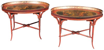 Lot 340 - Two George III Tôle-Peinte and Parcel-Gilt...