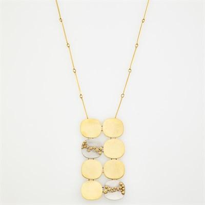 Lot 1017 - Helga Zahn Gold and Steel Pendant-Necklace