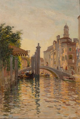 Lot 53 - Bernardo Hay Italian, 1864-1931 Canal Scene...