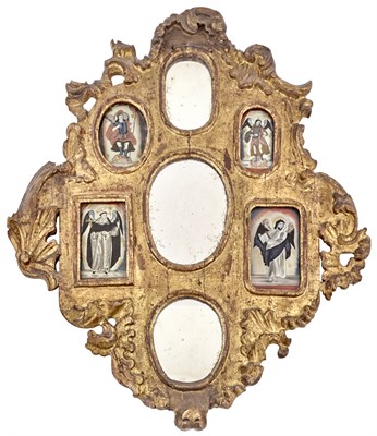 Lot 245 - Colonial Giltwood Verre Eglomisé and Mirror...