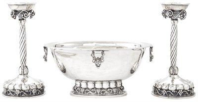 Lot 210 - Hamilton Sterling Silver Bowl and Pair of...