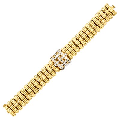 Lot 9 - Verdura Gold, Platinum and Diamond Bracelet-Watch