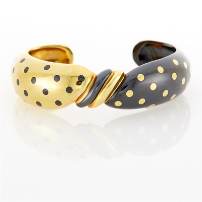 Lot 17 - Faraone Gold and Oxidized Silver Cuff Bangle Bracelet