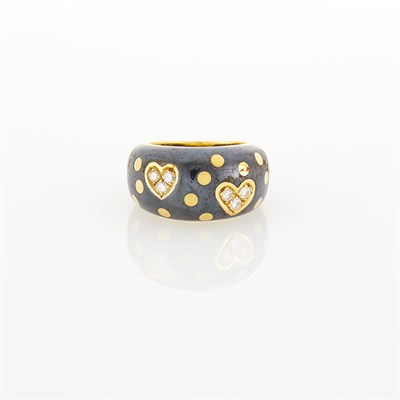 Lot 18 - Faraone Gold, Oxidized Silver and Diamond Ring