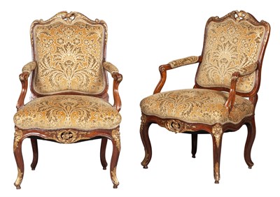 Lot 544 - Pair of Continental Rococo Beechwood and...