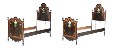 Lot 104 - Pair of Black- and Faux Grain-Painted Metal...