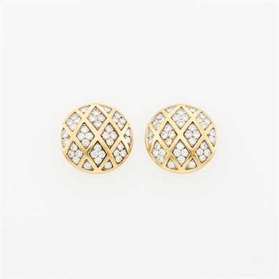Lot 1025 - Pair of Gold and Diamond Earrings