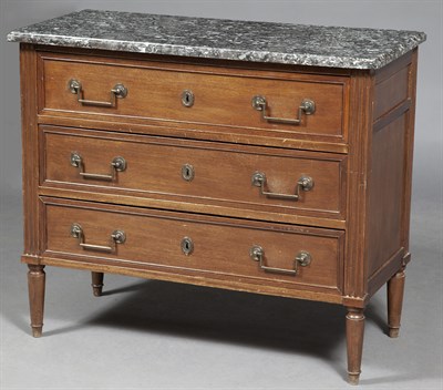 Lot 86 - Louis XVI Style Walnut Marble Top Commode...