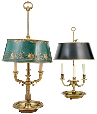 Lot 90 - Two Gilt-Metal Three-Light Bouillotte Lamps...