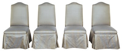 Lot 109 - Set of Four Striped Silk-Upholstered Side...