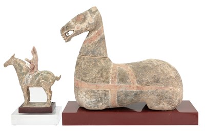 Lot 188 - Two Chinese Painted Pottery Equine Figures Han...