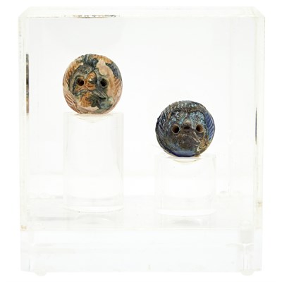 Lot 192 - Two Chinese Sancai Glazed Pottery Whistles...