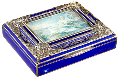 Lot 134 - Austrian Sterling Silver and Blue Enamel Box...