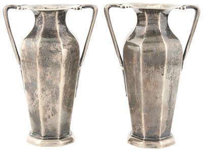Lot 126 - Pair of English Sterling Silver Vases Sibray,...