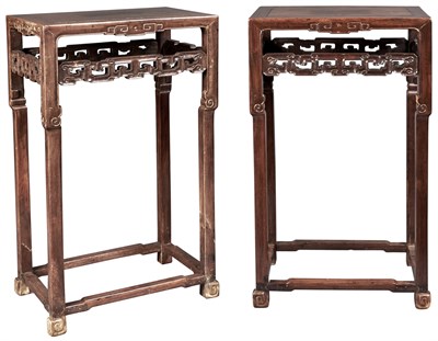 Lot 424 - A Pair of Chinese Hardwood Side Tables Qing...