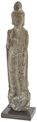 Lot 1034 - A Chinese Stone Figure of Standing Guanyin...