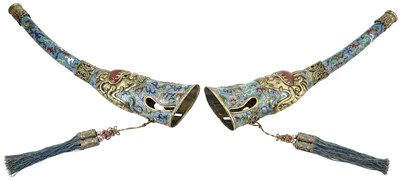 Lot 349 - A Pair of Tibeto-Chinese Cloisonné Enamel...
