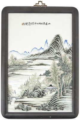 Lot 546 - A Chinese Enameled Porcelain Landscape Plaque...