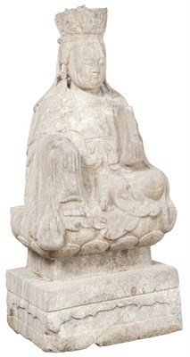 Lot 359 - A Large Chinese Stone Carving of Guanyin Ming...