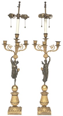 Lot 409 - Pair of Empire Style Gilt and Patinated Bronze...
