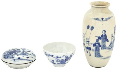 Lot 479 - Three Chinese Blue and White Porcelain Vessels...