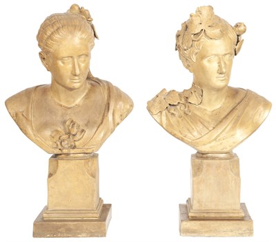Lot 153 - Pair of Continental Plaster Busts Probably...