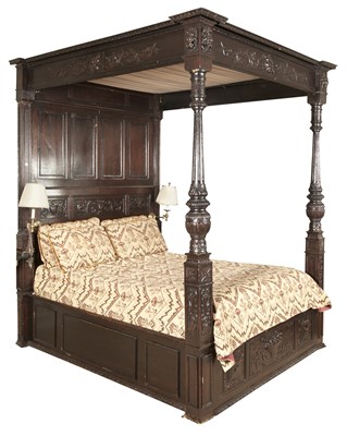 Lot 306 - Elizabethan Style Oak Tester Bedstead...