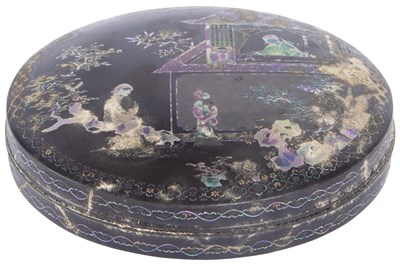 Lot 400 - A Chinese Lac Burgauté Covered Round Box Jiang...