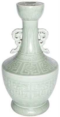 Lot 495 - A Fine Chinese Celadon Glazed Twin-Handed...