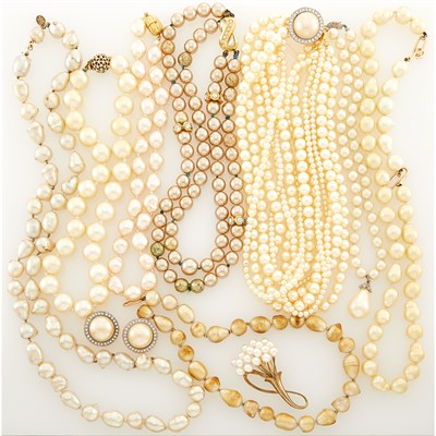 Lot 1228 - Group of Imitation Pearl Necklaces and Earclips