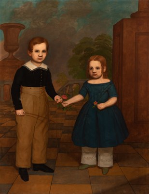 Lot 5 - 19th Century School Portrait of Two Children...