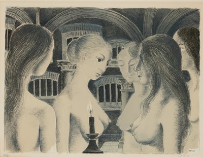 Lot 75 - Paul Delvaux (1897-1994) LA VOÛTE (JACOB 68)...