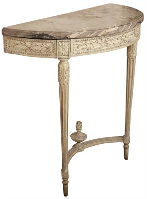 Lot 2 - Louis XVI Marble Top Painted Wood Console The...