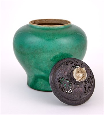 Lot 6 - Chinese Green Glazed Porcelain Jar with...