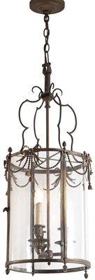 Lot 8 - Louis XVI Parcel Gilt Iron Hall Lantern...