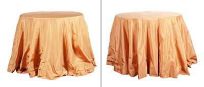 Lot 17 - Two Apricot Colored Silk Taffeta Fabric Draped...