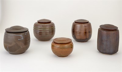 Lot 23 - Five Donald Fletcher Glazed Ceramic Covered...