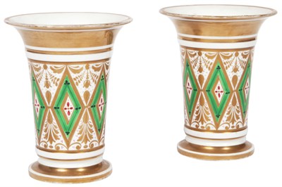 Lot 25 - Pair of Worcester Porcelain Beaker Vases Circa...