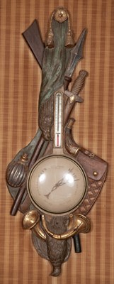 Lot 53 - Louis XVI Style Painted Wood Cartel Barometer...