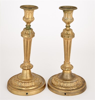 Lot 54 - Pair of Louis XVI Gilt Bronze Candlesticks The...