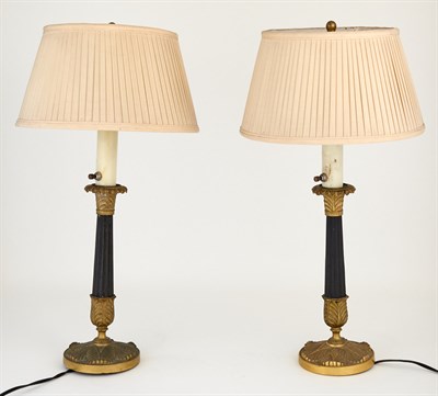 Lot 58 - Pair of Louis XVI Gilt and Patinated Bronze...