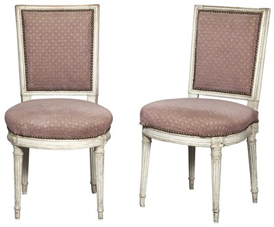 Lot 75 - Pair of Louis XVI Upholstered Painted Wood...