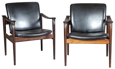 Lot 82 - Pair of Norwegian Upholstered Rosewood Open...