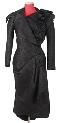 Lot 8 - Black Wool and Bronze Metallic Woven Overcoat,...
